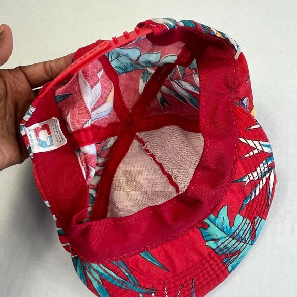 Delta Airlines Vintage Tropical Snapback Hat Red Hawaiian 80s 90S Miami Vice OS - Picture 6 of 9